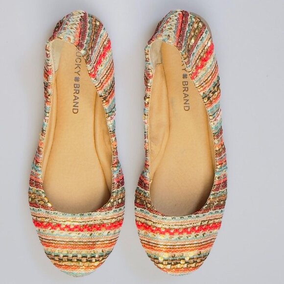 LUCKY BRAND Women's Multicolor Woven Fabric Ballet Flats Cushioned Size 8M/38 - Picture 13 of 13